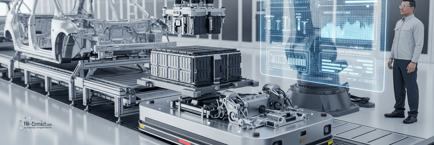 Automobil- und Zulieferindustrie im Fertigungscluster mit vernetzten Produktionsprozessen